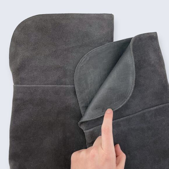 Joie Bentlee Dark Gray Suede Over The Knee Zip 4.25" Thick Heeled Boots 37 7 - Picture 9 of 14